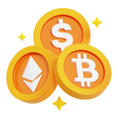 Cryptocurrency Coins  3D Icon