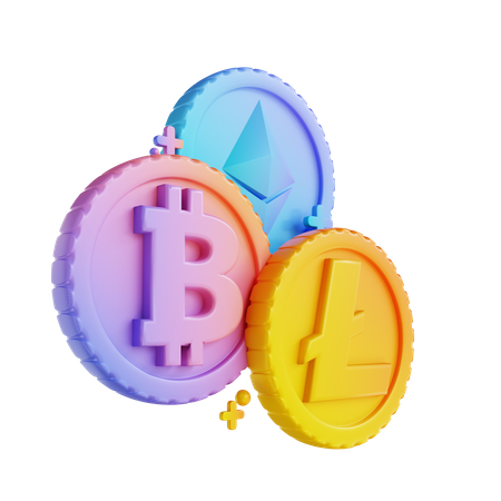 Cryptocurrency Coins  3D Icon