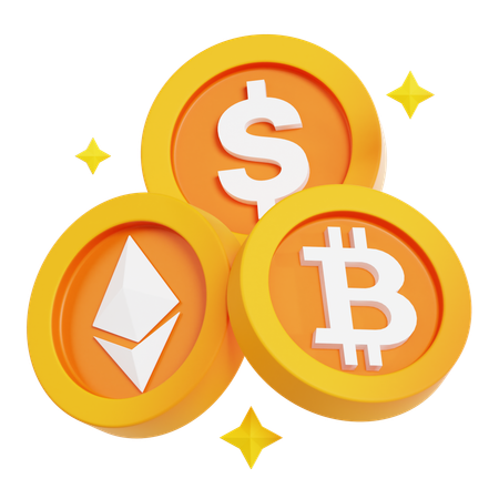 Cryptocurrency Coins  3D Icon