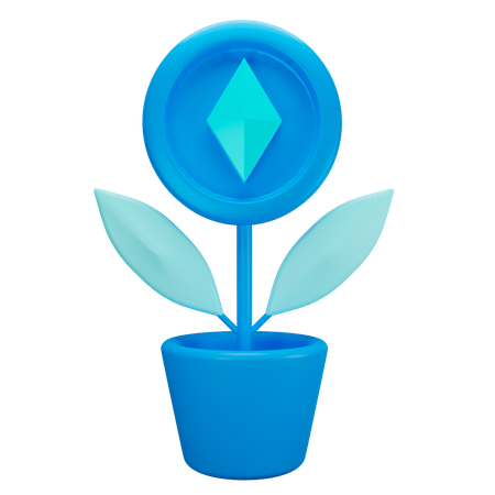 Cryptocurrency Ethereum Plant  3D Illustration