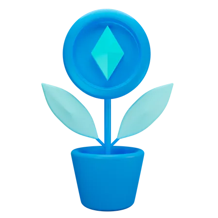 Cryptocurrency Ethereum Plant  3D Illustration