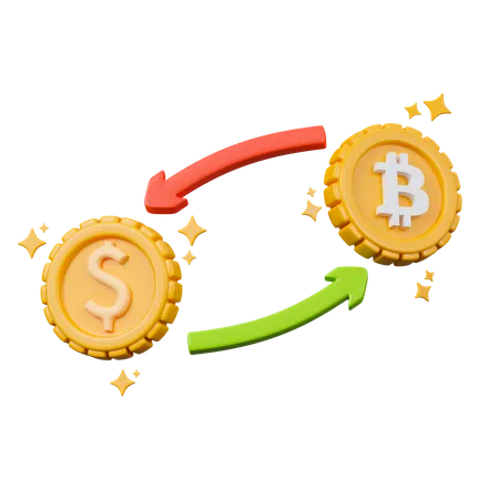 Cryptocurrency Exchange 3 D Icon US Dollar Convert To Bitcoin 3D Icon