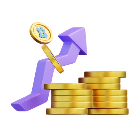 3 D Illustration Cryptocurrency Growth 3D Icon