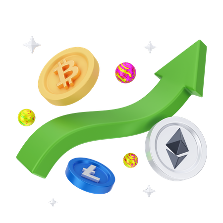 Cryptocurrency Increase 3D Illustration