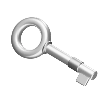 A Smooth Silver Key 3D Illustration
