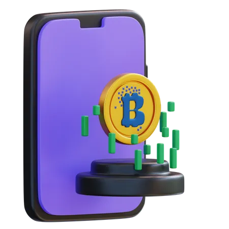 3 D Illustration Cryptocurrency Mobile App 3D Icon