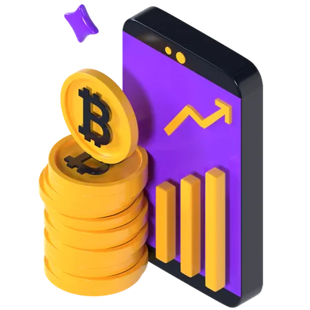 Cryptocurrency Rise  3D Illustration