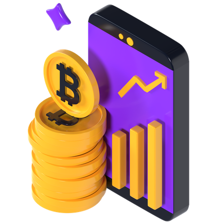 Cryptocurrency Rise 3D Illustration