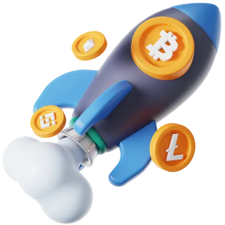 Cryptocurrency Rocket 3 D Icon 3D Icon