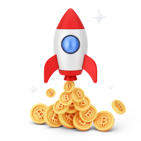 Cryptocurrency Rocket Ship  3D Icon