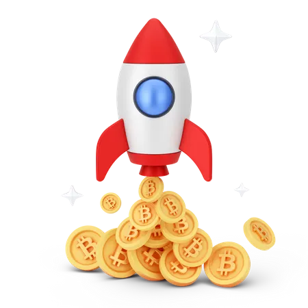 Cryptocurrency Rocket Ship  3D Icon