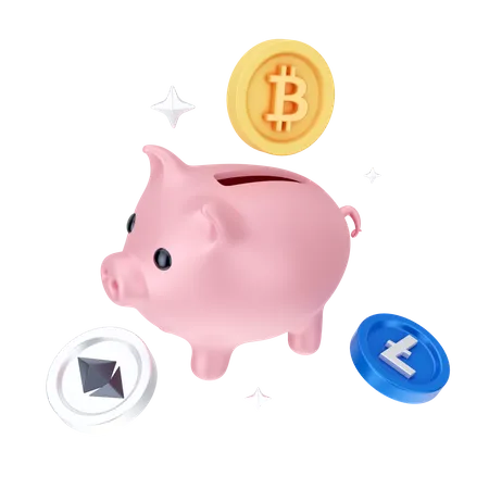 Cryptocurrency Savings  3D Icon