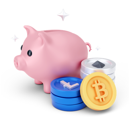 Cryptocurrency Savings  3D Icon