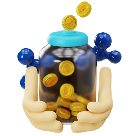 Cryptocurrency Savings in Digital Jar  3D Illustration