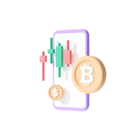 Cryptocurrency stock chart  3D 아이콘