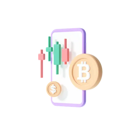 Cryptocurrency stock chart  3D Illustration