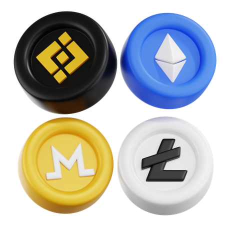 Cryptocurrency Tokens Collection  3D Icon