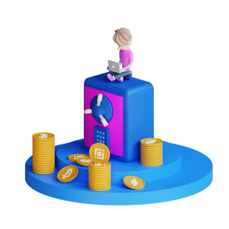 Cryptocurrency Trader  3D Illustration