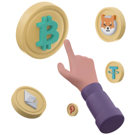 Cryptocurrency trading 3D Illustration