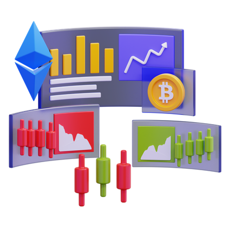 Cryptocurrency Trading Charts  3D Illustration