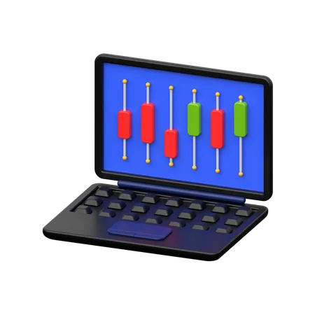 Cryptocurrency Trading Laptop  3D Icon