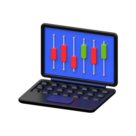 Cryptocurrency Trading Laptop  3D Icon