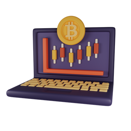 Cryptocurrentcy Stock Chart  3D Icon
