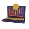 3d cryptocurrentcy stock chart logo