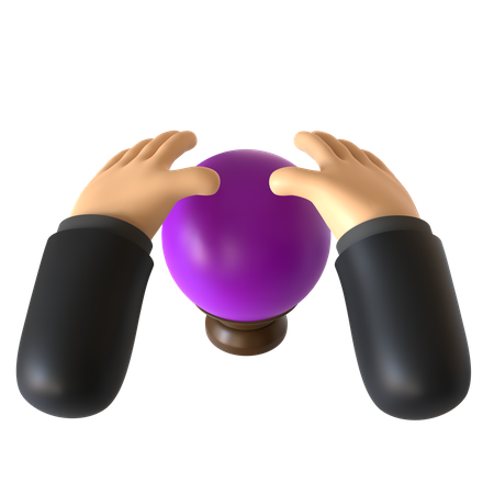 Crystal Ball Holding  3D Illustration