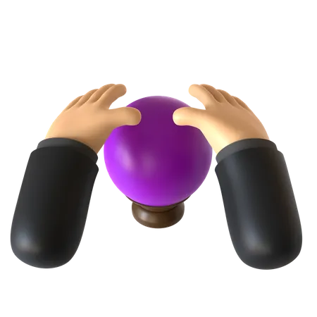 Crystal Ball Holding  3D Illustration