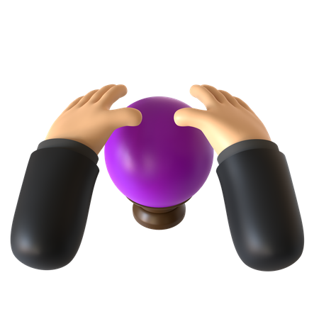 Crystal Ball Holding 3D Illustration