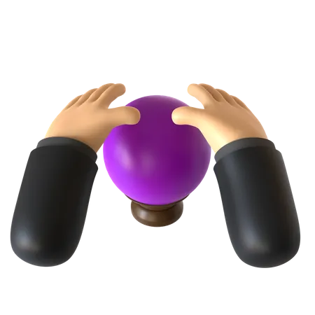 Crystal Ball Holding 3D Illustration