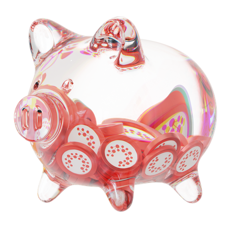 Cspr Clear Glass Piggy Bank With Decreasing Piles Of Crypto Coins  3D Icon