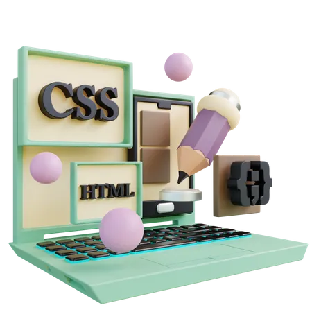 3 D Illustration Css And Html Coding 3D Icon