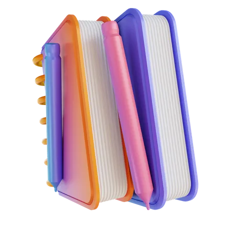 Cuaderno y lápiz  3D Illustration