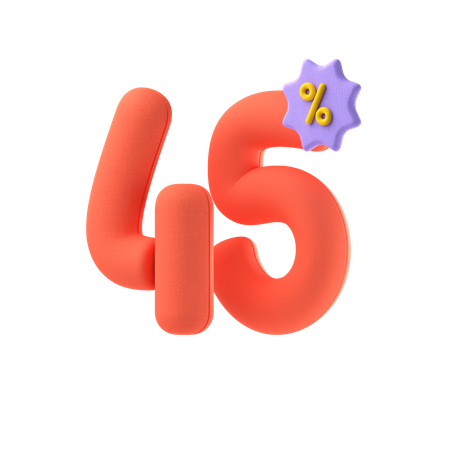 Cuarenta y cinco por ciento de descuento  3D Icon