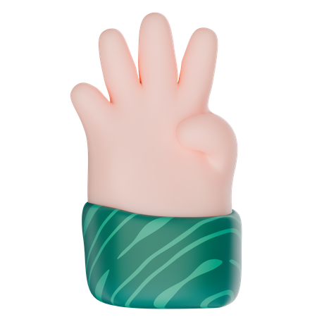 Cuatro dedos de la mano  3D Icon