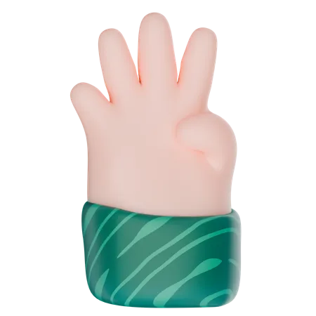 Cuatro dedos de la mano  3D Icon