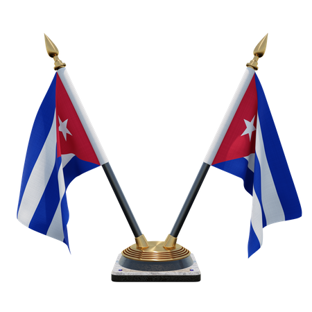 Support de drapeau de bureau double Cuba  3D Flag