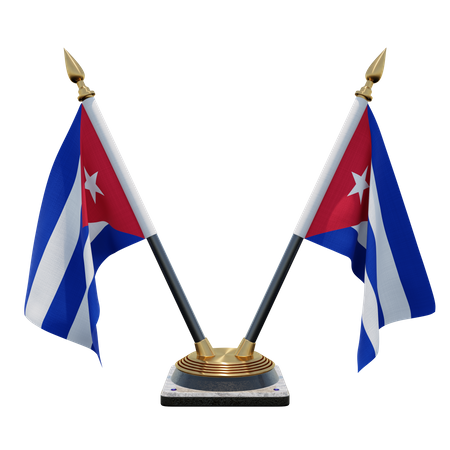 Cuba Double Desk Flag Stand  3D Flag