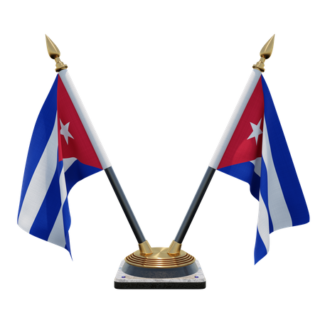 Cuba Double Desk Flag Stand  3D Illustration