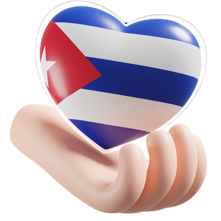 Soin des mains coeur drapeau de Cuba  3D Icon