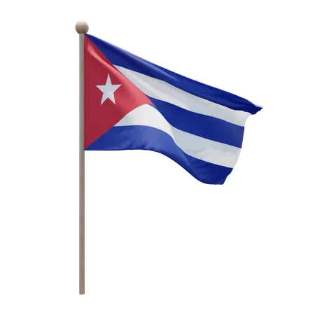 Cuba Flag Pole  3D Illustration