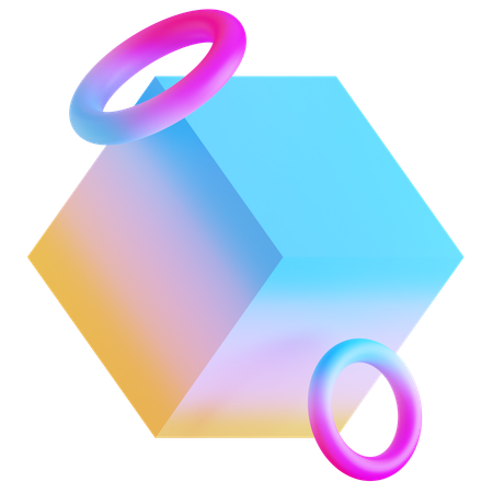 Cube Abstract Gradient Shape  3D Icon