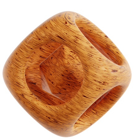 Wood Cube Abstract Shape  3D Icon
