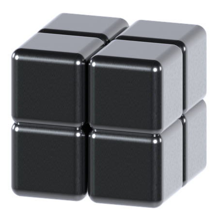 Forme abstraite de cube chromé  3D Icon