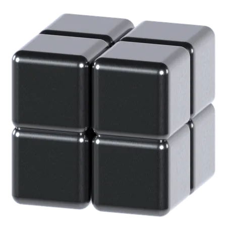 Forme abstraite de cube chromé  3D Icon