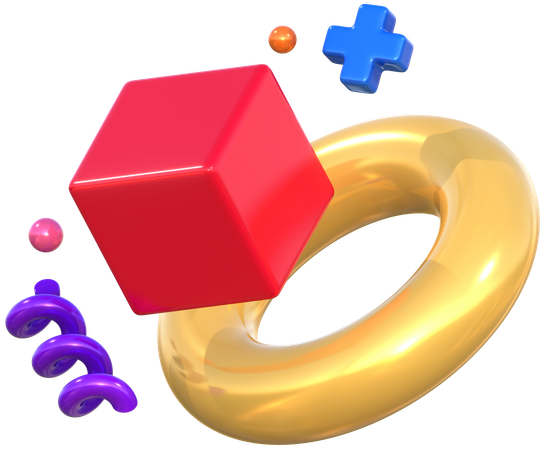 Cube And Ring Geometric Harmony Abstract Shapes  3D Icon