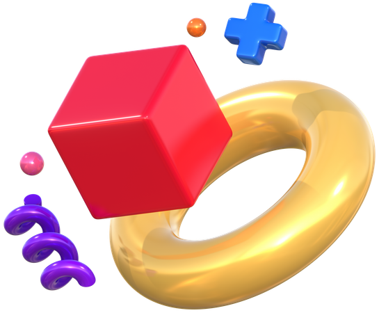 Cube And Ring Geometric Harmony Abstract Shapes  3D Icon