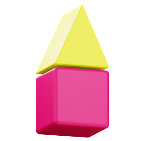 Cube And Triangular Prism  3D Icon